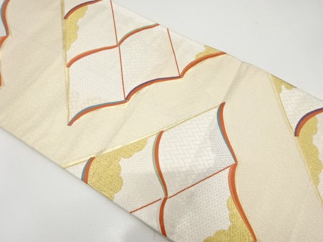 瓦に古典柄織り出し　袋帯